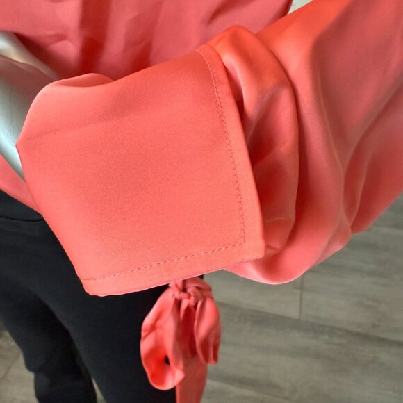 Ramy Brook Button Down Long Sleeve Satan Blouse Top Orange Size XS NWT - Picture 5 of 10
